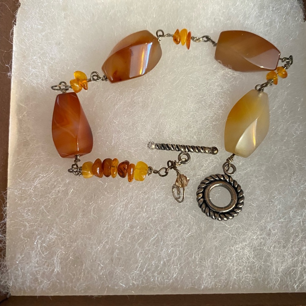 NIB artisian bead bracelet- browns, ambers, golds.